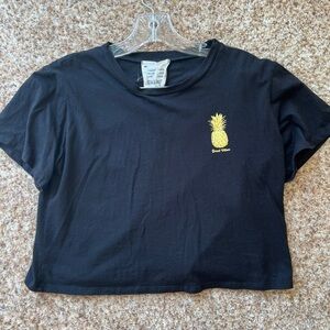 French Pastry Women's Cropped Pineapple  t-shirt size Small Black
